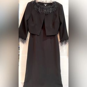 Althuser Women's Black Dress & Cropped Jacket 2 Pc Set-Cocktail -Womens Size 4